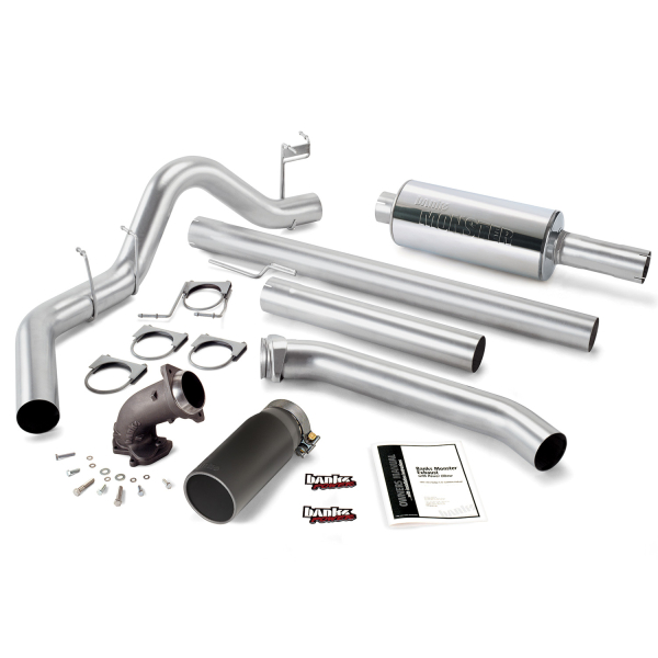 Banks Power - Banks Power Monster Exhaust System with Power Elbow, Single Exit, Black Round Tip 48637-B