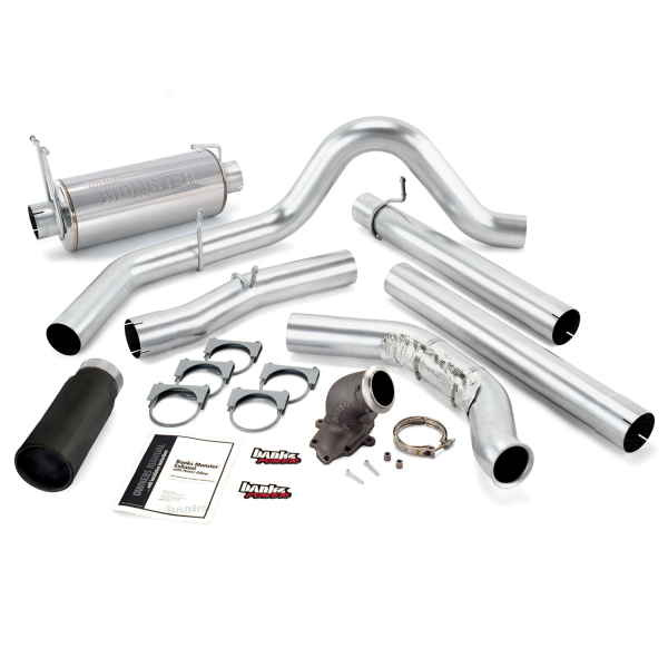 Banks Power - Banks Power Monster Exhaust System with Power Elbow, Single Exit, Black Round Tip 48654-B