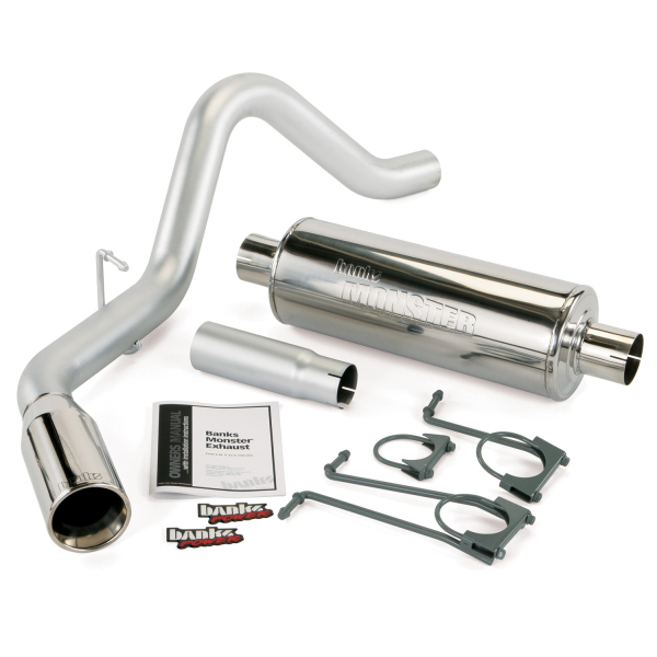 Banks Power - Banks Power Monster Exhaust System, Single Exit, Chrome Round Tip 48725