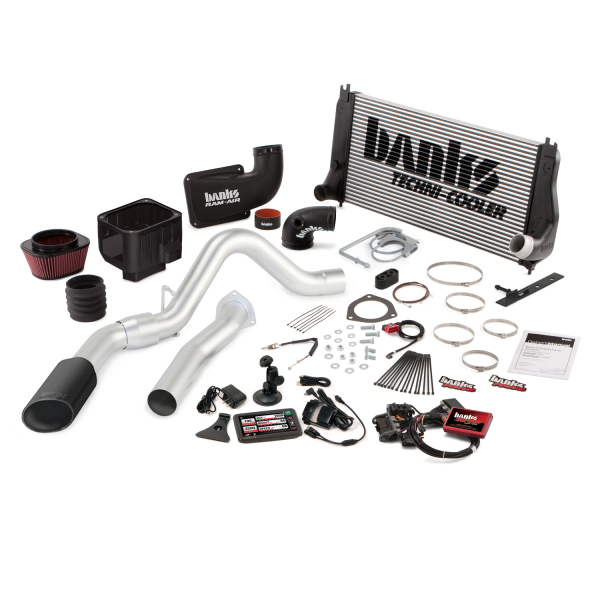 Banks Power - Banks Power Big Hoss Bundle, Complete Power System with Single Exhaust, Black Tip 46068-B