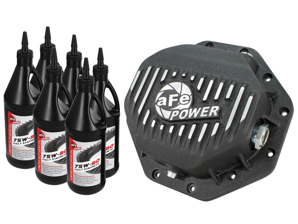 AFE Power - aFe Pro Series Rear Differential Cover Black w/Machined Fins/Gear Oil Dodge/RAM 94-16 (Corporate 9.25-12 Bolt Axles) - 46-70272-WL