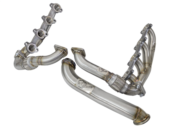 AFE Power - aFe Twisted Steel 304 Stainless Steel Race Series Shorty Header; Up-Pipe;/Down-Pipe Power Package GM Diesel Trucks 04.5-10 V8-6.6L (td) LLY/LBZ/LMM - 48-34008