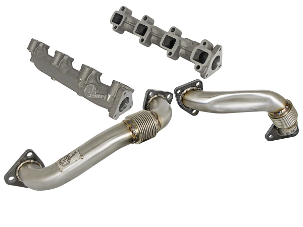 AFE Power - aFe Twisted Steel 304 Stainless Steel 2 IN Up-Pipes/BladeRunner Ductile Iron Manifold Power Package GM Diesel Trucks 01-04 V8-6.6L (td) LB7 - 48-34009-PK