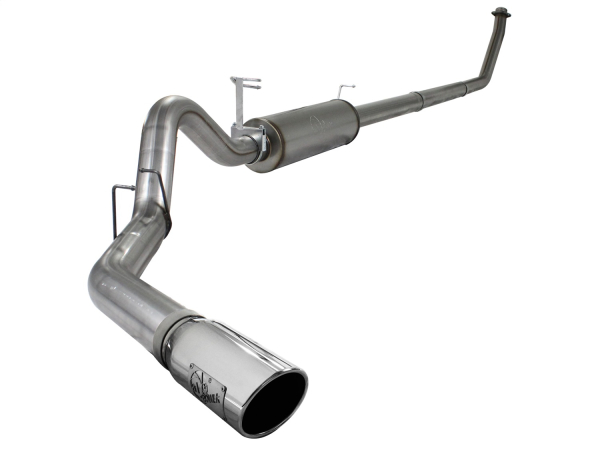 AFE Power - aFe Large Bore-HD 4 IN 409 Stainless Steel Turbo-Back Race Pipe w/Muffler/Polished Tip Dodge Diesel Trucks 94-02 L6-5.9L (td) - 49-42001