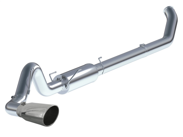 AFE Power - aFe Large Bore-HD 5 IN 409 Stainless Steel Turbo-Back Race Pipe w/Muffler/Polished Tip Dodge Diesel Trucks 04.5-07 L6-5.9L (td) - 49-42007