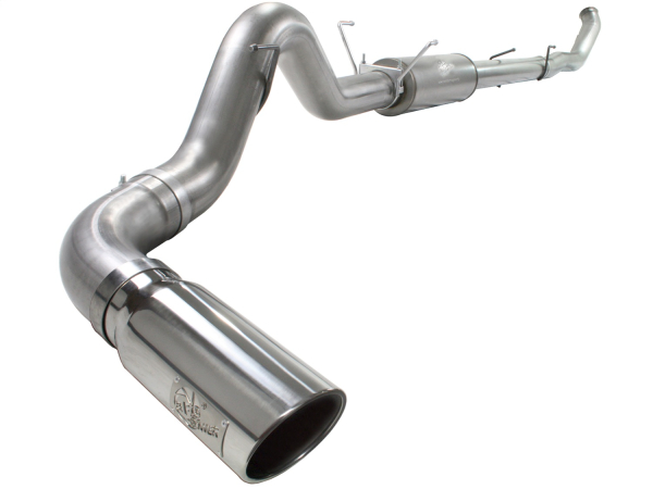 AFE Power - aFe Large Bore-HD 5 IN 409 Stainless Steel Turbo-Back Race Pipe w/Muffler/Polished Tip Dodge RAM Diesel Trucks 07.5-12 L6-6.7L (td) - 49-42030-P