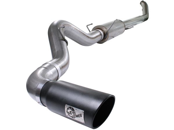 AFE Power - aFe Large Bore-HD 5 IN 409 Stainless Steel Turbo-Back Race Pipe w/Muffler/Black Tip Dodge Diesel Trucks 03-04.5 L6-5.9L (td) - 49-42032-B