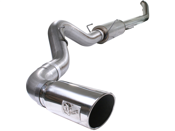 AFE Power - aFe Large Bore-HD 5 IN 409 Stainless Steel Turbo-Back Race Pipe w/Muffler/Polished Tip Dodge Diesel Trucks 03-04 L6-5.9L (td) - 49-42032-P