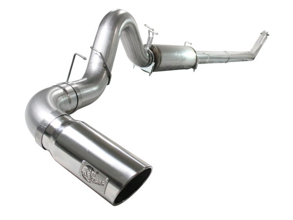 AFE Power - aFe Large Bore-HD 5 IN 409 Stainless Steel Turbo-Back Race Pipe w/Muffler/Polished Tip Dodge Diesel Trucks 94-02 L6-5.9L (td) - 49-42033-P