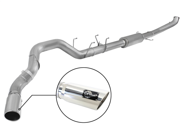 AFE Power - aFe Large Bore-HD 5 IN 409 Stainless Steel Turbo-Back Race Pipe w/Muffler/Polished Tip RAM Diesel Trucks 13-18 L6-6.7L (td) - 49-42047-1P