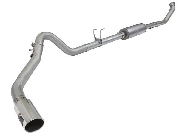 AFE Power - aFe Large Bore-HD 4 IN 409 Stainless Steel Turbo-Back Race Pipe w/Muffler/Polished Tip RAM Diesel Trucks 13-18 L6-6.7L (td) - 49-42054-P