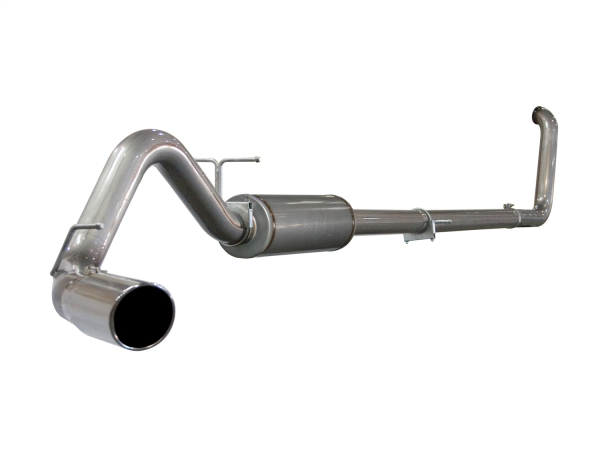 AFE Power - aFe Large Bore-HD 4 IN 409 Stainless Steel Turbo-Back Race Pipe w/Muffler/Polished Tip Ford Diesel Trucks 99-03 V8-7.3L (td) - 49-43002