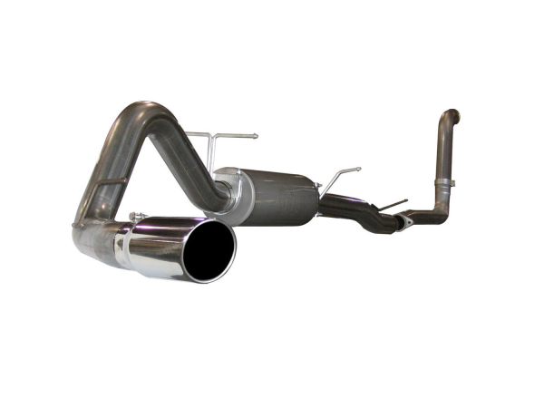 AFE Power - aFe Large Bore-HD 4 IN 409 Stainless Steel Turbo-Back Race Pipe w/Muffler/Polished Tip Ford Diesel Trucks 03-07 V8-6.0L (td) - 49-43005