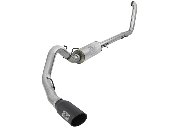 AFE Power - aFe Large Bore-HD 4 IN 409 Stainless Steel Turbo-Back Race Pipe w/Muffler/Black Tip Ford Excursion 00-03 V8-7.3L (td) - 49-43008-B