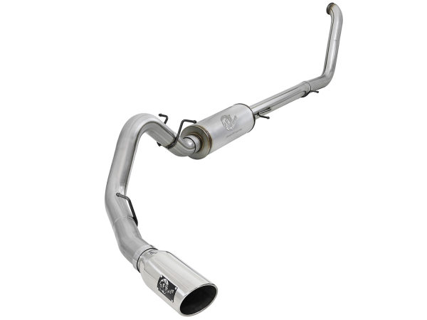 AFE Power - aFe Large Bore-HD 4 IN 409 Stainless Steel Turbo-Back Race Pipe w/Muffler/Polished Tip Ford Excursion 00-03 V8-7.3L (td) - 49-43008-P