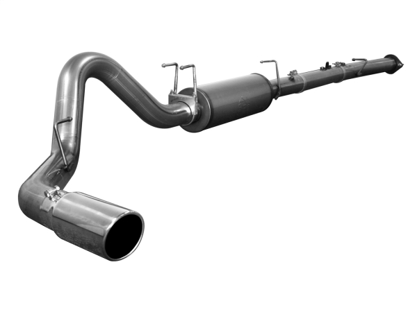 AFE Power - aFe Large Bore-HD 4 IN 409 Stainless Steel Down-Pipe Back Exhaust System w/Muffler/Polished Tip Ford Diesel Trucks 08-10 V8-6.4L (td) - 49-43022