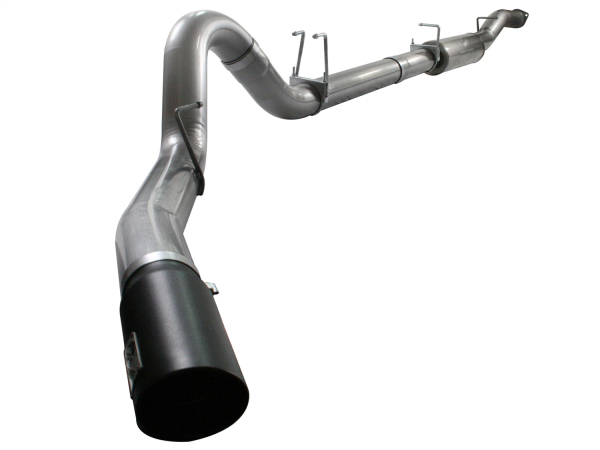 AFE Power - aFe Large Bore-HD 5in Stainless Steel Down-Pipe Back Exhaust System w/Black Tip Ford Diesel Trucks 08-10 V8-6.4L (td) - 49-43040-B