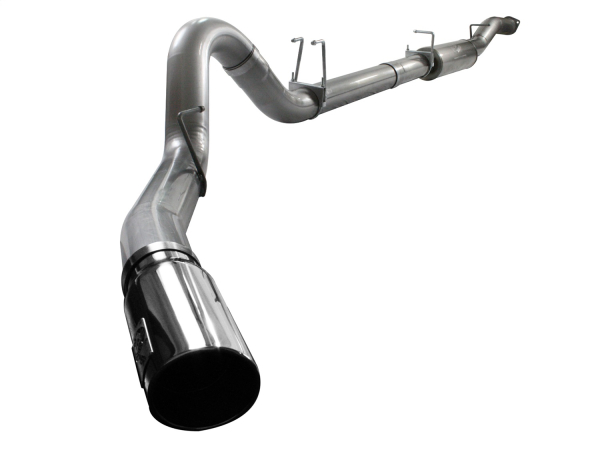 AFE Power - aFe Large Bore-HD 5in 409 Stainless Steel Down-Pipe Back Exhaust w/Polished Tip Ford Diesel Trucks 08-10 V8-6.4L (td) - 49-43040-P
