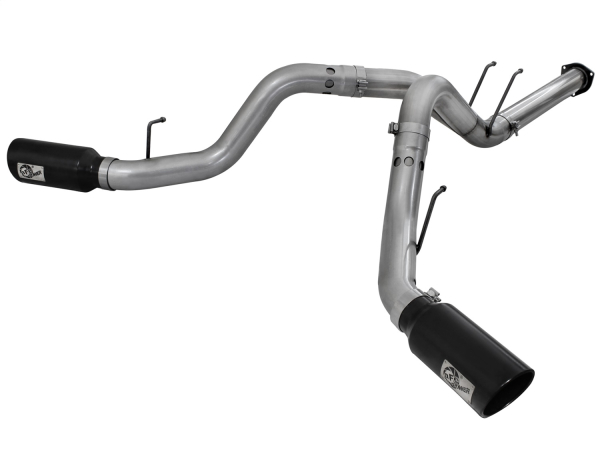 AFE Power - aFe Large Bore-HD 4in 409 Stainless Steel DPF-Back Exhaust System w/Black Tip Ford Diesel Trucks 11-14 V8-6.7L (td) - 49-43065-B
