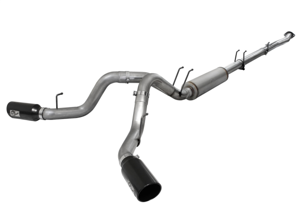 AFE Power - aFe Large Bore-HD 4in 409 Stainless Steel Down-Pipe Back Exhaust System w/Black Tip Ford Diesel Trucks 11-16 V8-6.7L (td) - 49-43066-B