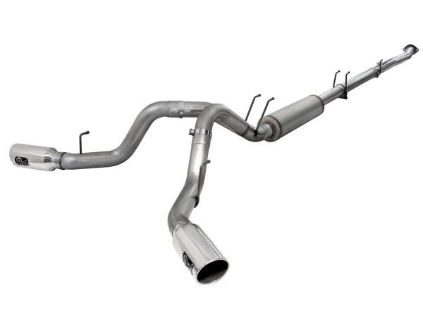AFE Power - aFe Large Bore-HD 4in 409 Stainless Steel Down-Pipe Back Exhaust w/Polished Tip Ford Diesel Trucks 11-16 V8-6.7L (td) - 49-43066-P