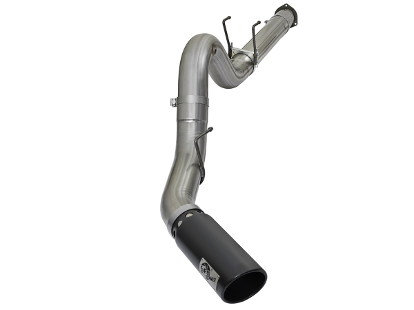 AFE Power - aFe Large Bore-HD 5in 409 Stainless Steel DPF-Back Exhaust System w/Black Tip Ford Diesel Trucks 17-18 V8-6.7L (td) - 49-43090-B