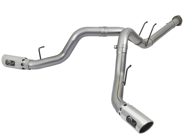 AFE Power - aFe Large Bore-HD 4in 409 Stainless Steel DPF-Back Exhaust System w/Polished Tip Ford Diesel Trucks 17-18 V8-6.7L (td) - 49-43092-P