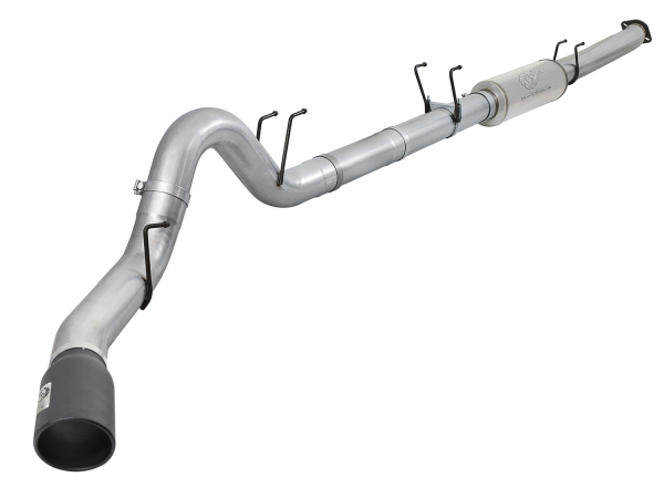 AFE Power - aFe Large BORE 5in Stainless Steel Down-Pipe Back Exhaust System w/Muffler-Black Ford Diesel Trucks 17-18 V8-6.7L (td) - 49-43093-B