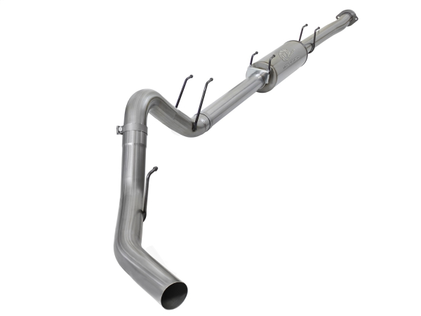 AFE Power - aFe Large Bore 4in Stainless Steel Down-Pipe Back Exhaust System w/Muffler-No Tip Ford Diesel Trucks 17-18 V8-6.7L (td) - 49-43098