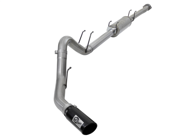 AFE Power - aFe Large Bore 4in Stainless Steel Down-Pipe Back Exhaust System w/Muffler-Black Ford Diesel Trucks 17-18 V8-6.7L (td) - 49-43098-B