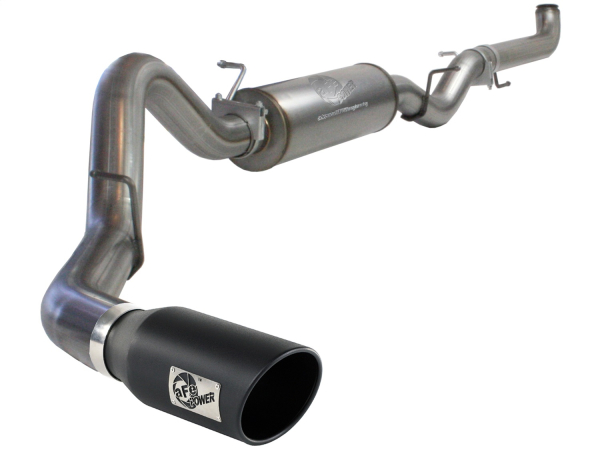 AFE Power - aFe Large Bore-HD 4 IN 409 Stainless Steel Down-Pipe Back Exhaust System w/Muffler/Black Tip GM Diesel Trucks 01-07 V8-6.6L (td) LB7/LLY/LBZ - 49-44003-B