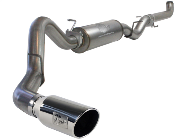 AFE Power - aFe Large Bore-HD 4 IN 409 Stainless Steel Down-Pipe Back Exhaust System w/Muffler/Polished Tip GM Diesel Trucks 01-07 V8-6.6L (td) LB7/LLY/LBZ - 49-44003-P