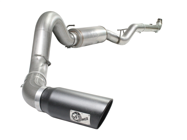 AFE Power - aFe Large Bore-HD 5in Stainless Steel Down-Pipe Back Exhaust System w/Black Tip GM Diesel Trucks 01-07 V8-6.6L (td) LB7/LLY/LBZ - 49-44007-B