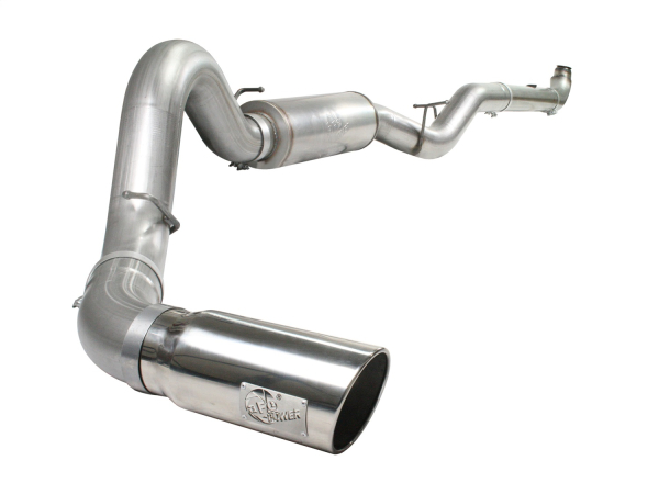 AFE Power - aFe Large Bore-HD 5in 409 Stainless Steel Down-Pipe Back Exhaust w/Polished Tip GM Diesel Trucks 01-07 V8-6.6L (td) LB7/LLY/LBZ - 49-44007-P