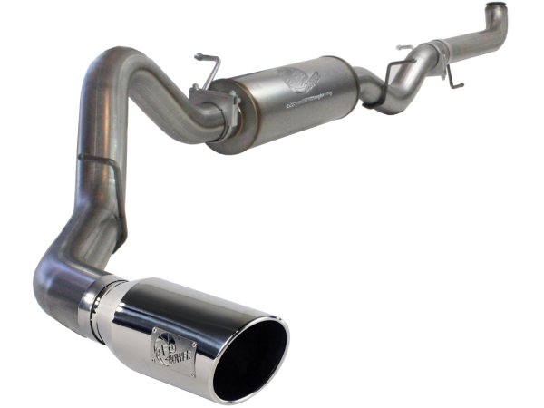 AFE Power - aFe Large Bore-HD 4 IN 409 Stainless Steel Down-Pipe Back Exhaust System w/Muffler/Polished Tip GM Diesel Trucks 07.5-10 V8-6.6L (td) LMM - 49-44017-P