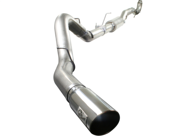 AFE Power - aFe Large Bore-HD 5in 409 Stainless Steel Down-Pipe Back Exhaust w/Polished Tip GM Diesel Trucks 11-15 V8-6.6L (td) LML - 49-44035-P