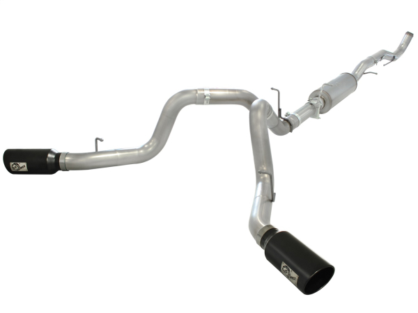 AFE Power - aFe Large Bore-HD 4 IN 409 Stainless Steel Down-Pipe Back Exhaust System w/Muffler/Dual Black Tips GM Diesel Trucks 11-15 V8-6.6L (td) LML - 49-44044-B
