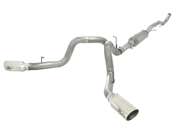 AFE Power - aFe Large Bore-HD 4 IN 409 Stainless Steel Down-Pipe Back Exhaust System w/Muffler/Dual Polished Tips GM Diesel Trucks 11-15 V8-6.6L (td) LML - 49-44044-P