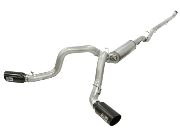 AFE Power - aFe Large Bore-HD 4 IN 409 Stainless Steel Down-Pipe Back Exhaust System w/Muffler/Dual Black Tips GM Diesel Trucks 01-07 V8-6.6L (td) LB7/LLY/LBZ - 49-44045-B