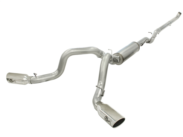AFE Power - aFe Large Bore-HD 4 IN 409 Stainless Steel Down-Pipe Back Exhaust System w/Muffler/Dual Polished Tips GM Diesel Trucks 01-07 V8-6.6L (td) LB7/LLY/LBZ - 49-44045-P