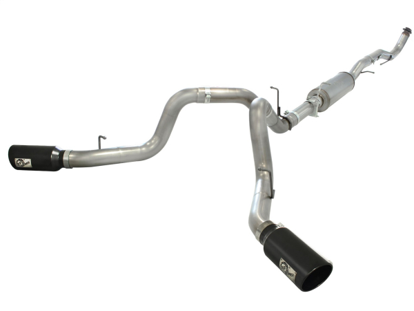 AFE Power - aFe Large Bore-HD 4 IN 409 Stainless Steel Down-Pipe Back Exhaust System w/Muffler/Dual Black Tips GM Diesel Trucks 15.5-16 V8-6.6L (td) LML - 49-44052-B