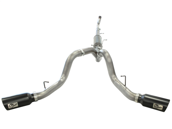 AFE Power - aFe Large Bore-HD 4 IN 409 Stainless Steel Down-Pipe Back Exhaust System w/Muffler/Dual Black Tips GM Diesel Trucks 15.5-16 V8-6.6L (td) LML - 49-44052-B