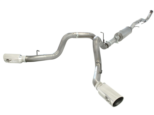 AFE Power - aFe Large Bore-HD 4 IN 409 Stainless Steel Down-Pipe Back Exhaust System w/Muffler/Dual Polished Tips GM Diesel Trucks 15.5-16 V8-6.6L (td) LML - 49-44052-P
