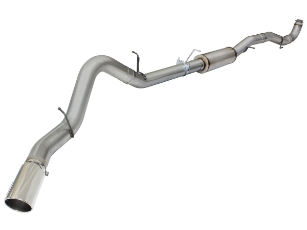 AFE Power - aFe Large Bore-HD 5in 409 Stainless Steel Down-Pipe Back Exhaust w/Polished Tip GM Diesel Trucks 15.5-16 V8-6.6L (td) LML - 49-44054-P