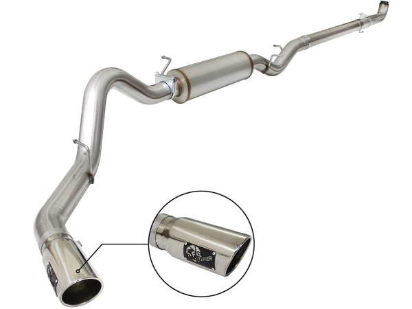 AFE Power - aFe Large Bore-HD 4 IN 409 Stainless Steel Down-Pipe Back Exhaust System w/Muffler/Polished Tip GM Diesel Trucks 01-10 V8-6.6L (td) LB7/LLY/LBZ/LMM - 49-44059-P
