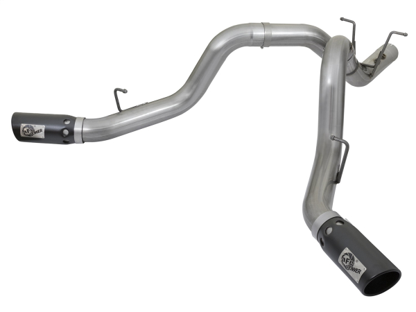 AFE Power - aFe Large Bore-HD 4in 409 Stainless Steel DPF-Back Exhaust System w/Dual Black Tips GM Diesel Trucks 17-18 V8-6.6L (td) L5P - 49-44086-B