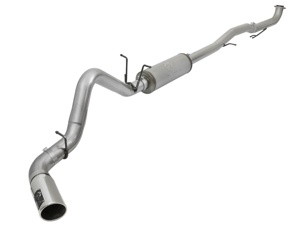 AFE Power - aFe Large Bore 5in Stainless Steel Down-Pipe Back Exhaust System w/Polished Tip GM Diesel Trucks 17-18 V8-6.6L (td) L5P - 49-44087-P