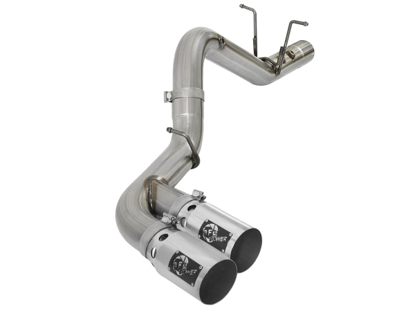 AFE Power - aFe Rebel XD Series 4in 409 Stainless Steel DPF-Back Exhaust w/Dual Polished Tips GM Diesel Trucks 17-18 V8-6.6L (td) L5P - 49-44089-P