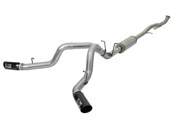 AFE Power - aFe Large Bore-HD 4in Dual Stainless Steel Down-Pipe Exhaust System w/Black Tips GM Diesel Trucks 17-18 V8-6.6L (td) L5P - 49-44091-B