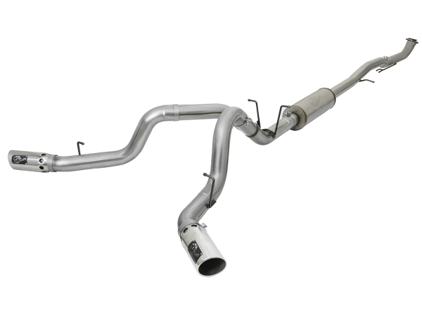 AFE Power - aFe Large Bore-HD 4in Dual Stainless Steel Down-Pipe Exhaust System w/Polished Tips GM Diesel Trucks 17-18 V8-6.6L (td) L5P - 49-44091-P